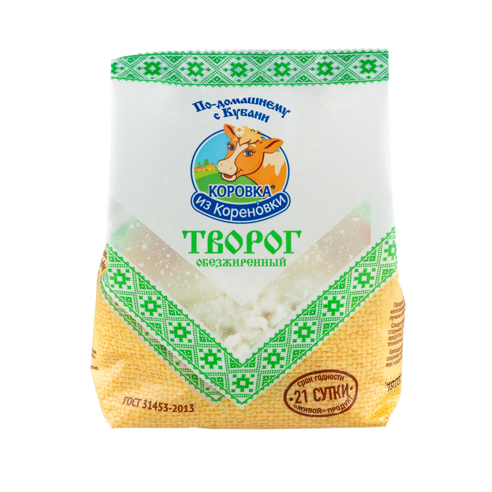 Творог Коровка из Кореновки обезж 340г пакет