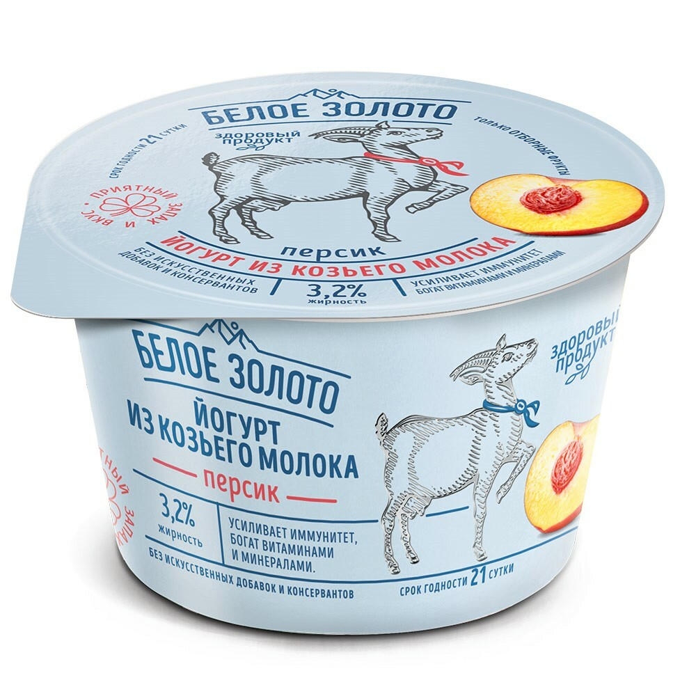 Йогурт Белое золото козий Персик 3,2% 150гр