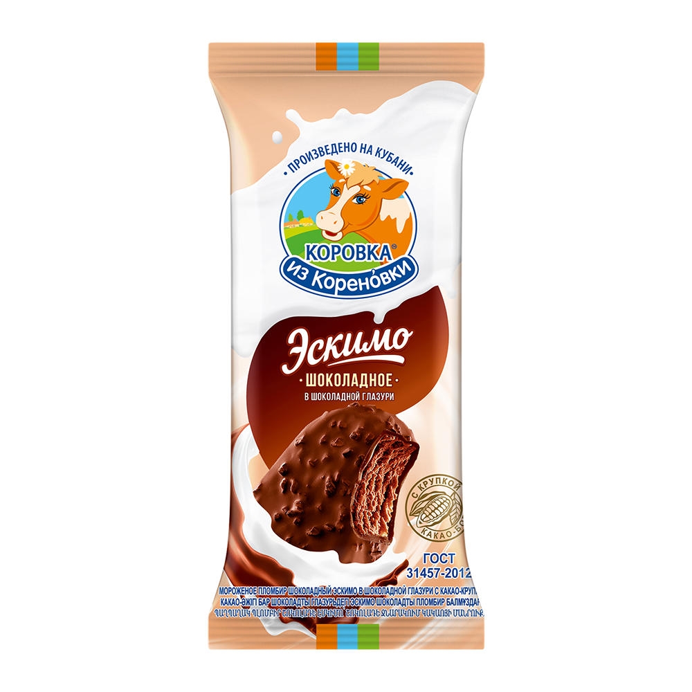 Мороженое КизК пломбир шоколад в шок глаз. с какао-круп. эск. мдж 15% 70гр