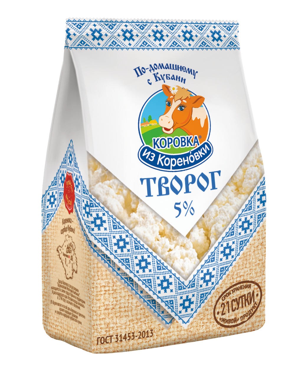 Творог Коровка из Кореновки 5% 340г пакет