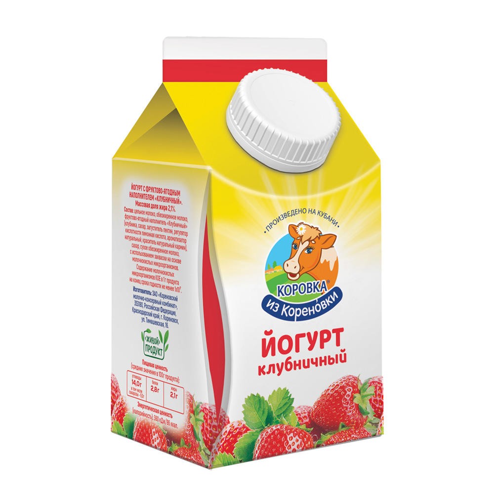 Йогурт Коровка из Кореновки клубничный 450г т/п